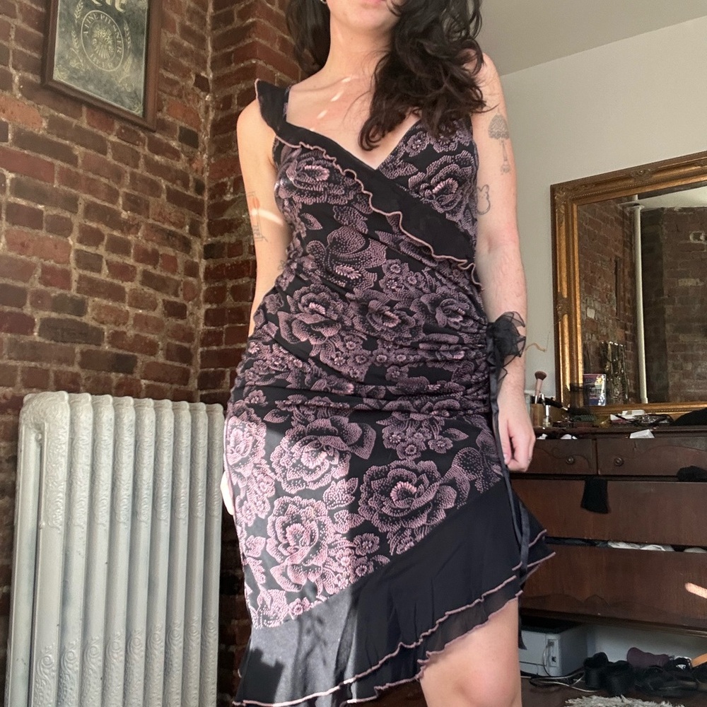 Floral Black and Pink Dress